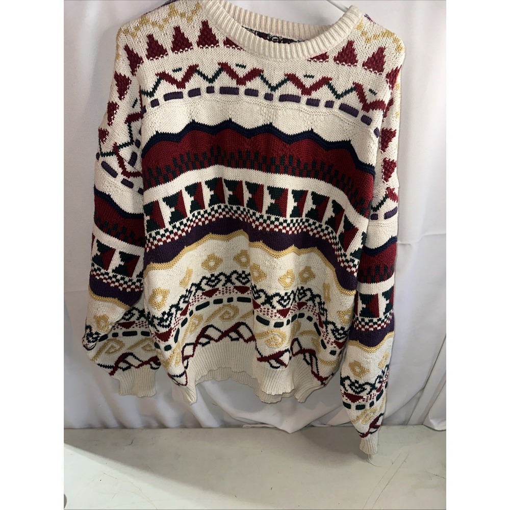 Vintage Old Glory Men's Nordic / Color Block 90s 100% Cotton Sweater Size‎ L